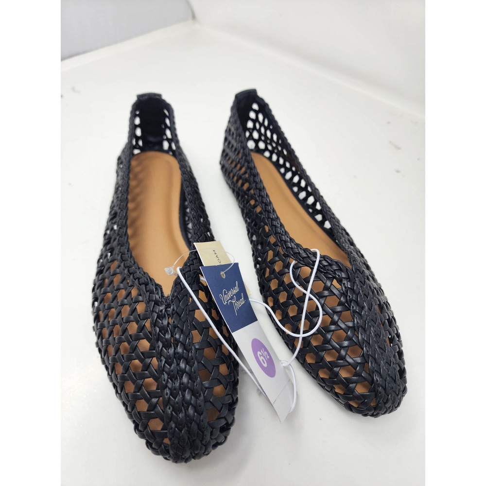 Universal Thread Womens Woven Pointed Toe Flats Black Synthetic Casual Size 6.5